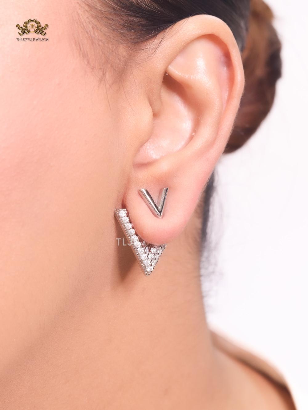 Open V Cz and Silver plated open studs