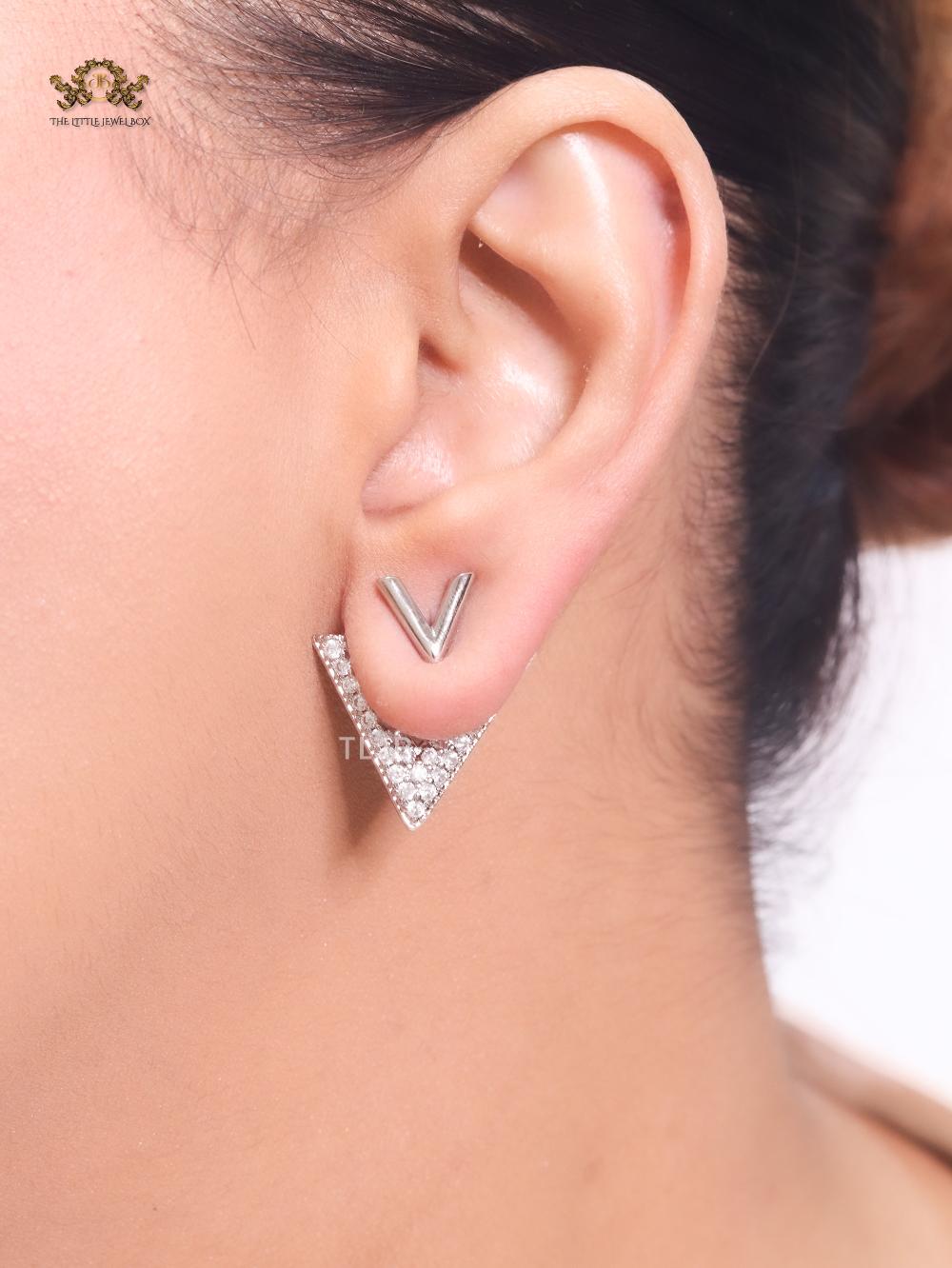 Open V Cz and Silver plated open studs