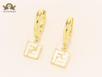 Double F white enamel and gold hoops