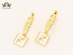 Double F white enamel and gold hoops