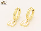 Double F white enamel and gold hoops