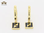 Double F black enamel and gold hoops