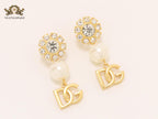 Alphabet DG gold, pearl and cz earrings