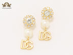 Alphabet DG gold, pearl and cz earrings