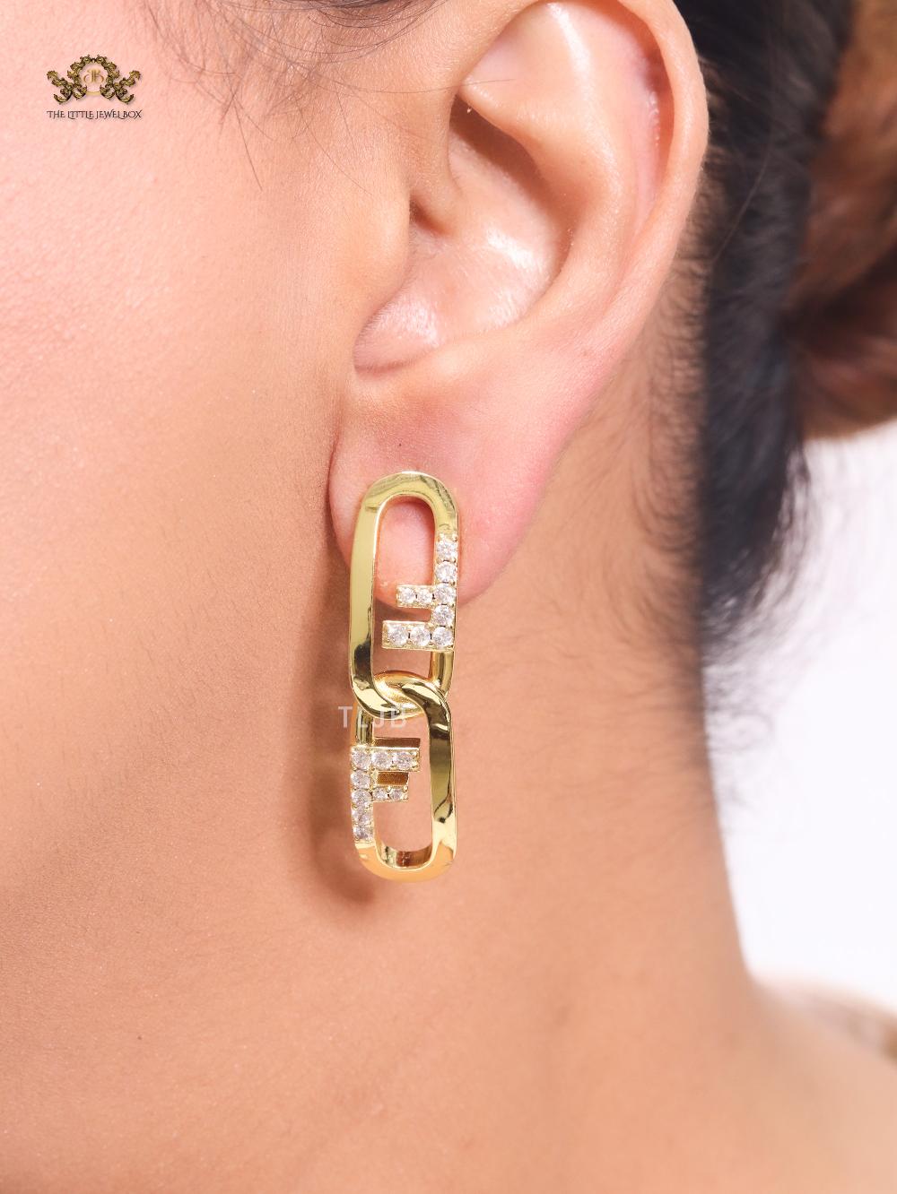 Double F cz and gold earrings