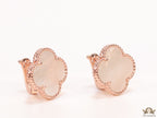 MOP clover stud earrings in rose gold plating