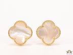 MOP clover stud earrings in gold plating