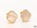 MOP clover stud earrings in gold plating
