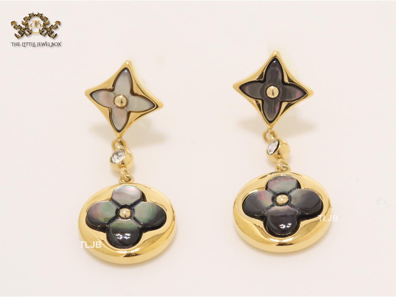 MOP black and gold earrings