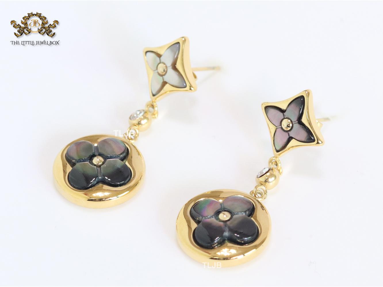 MOP black and gold earrings