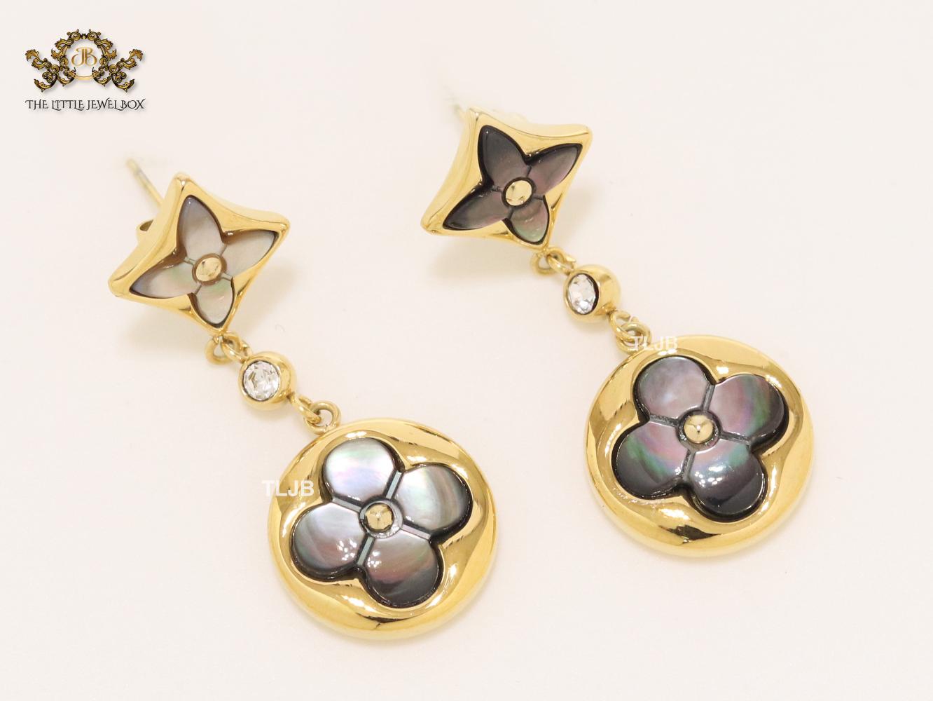 MOP black and gold earrings