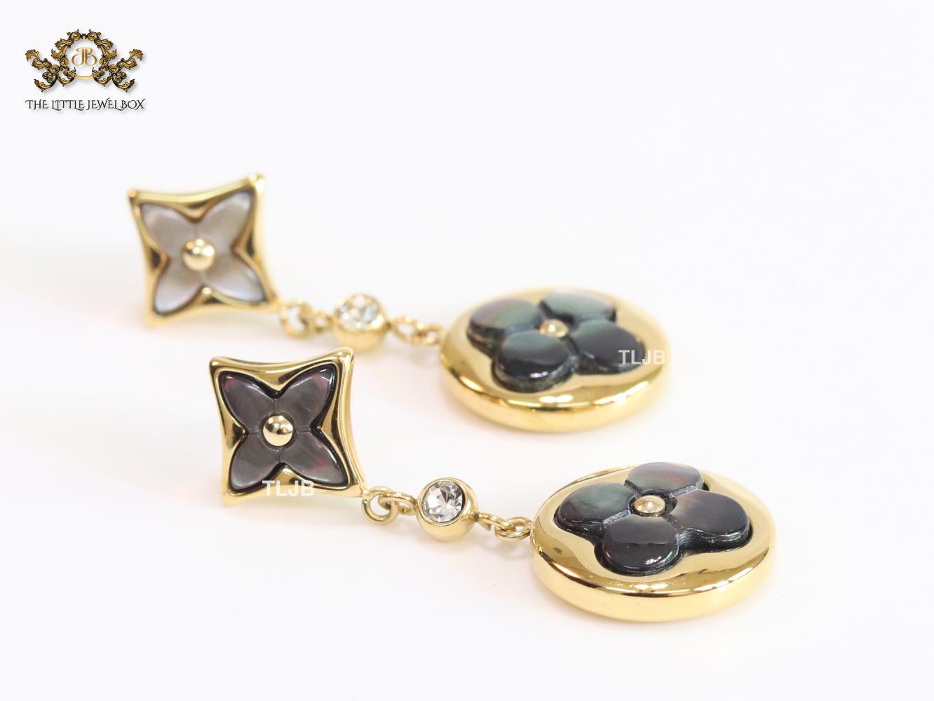 MOP black and gold earrings