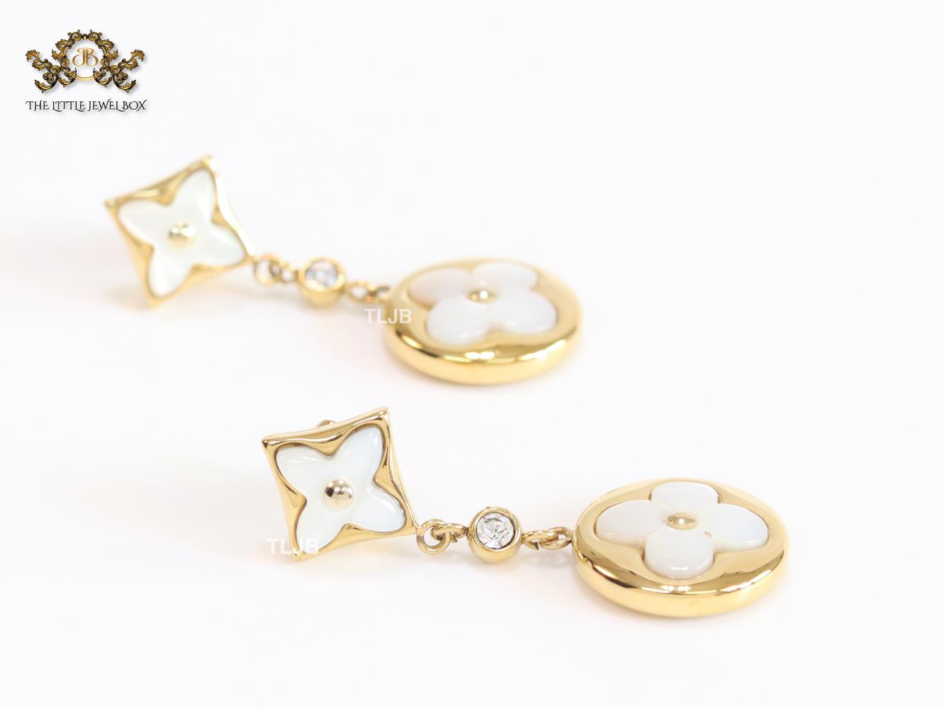 MOP white and gold earrings
