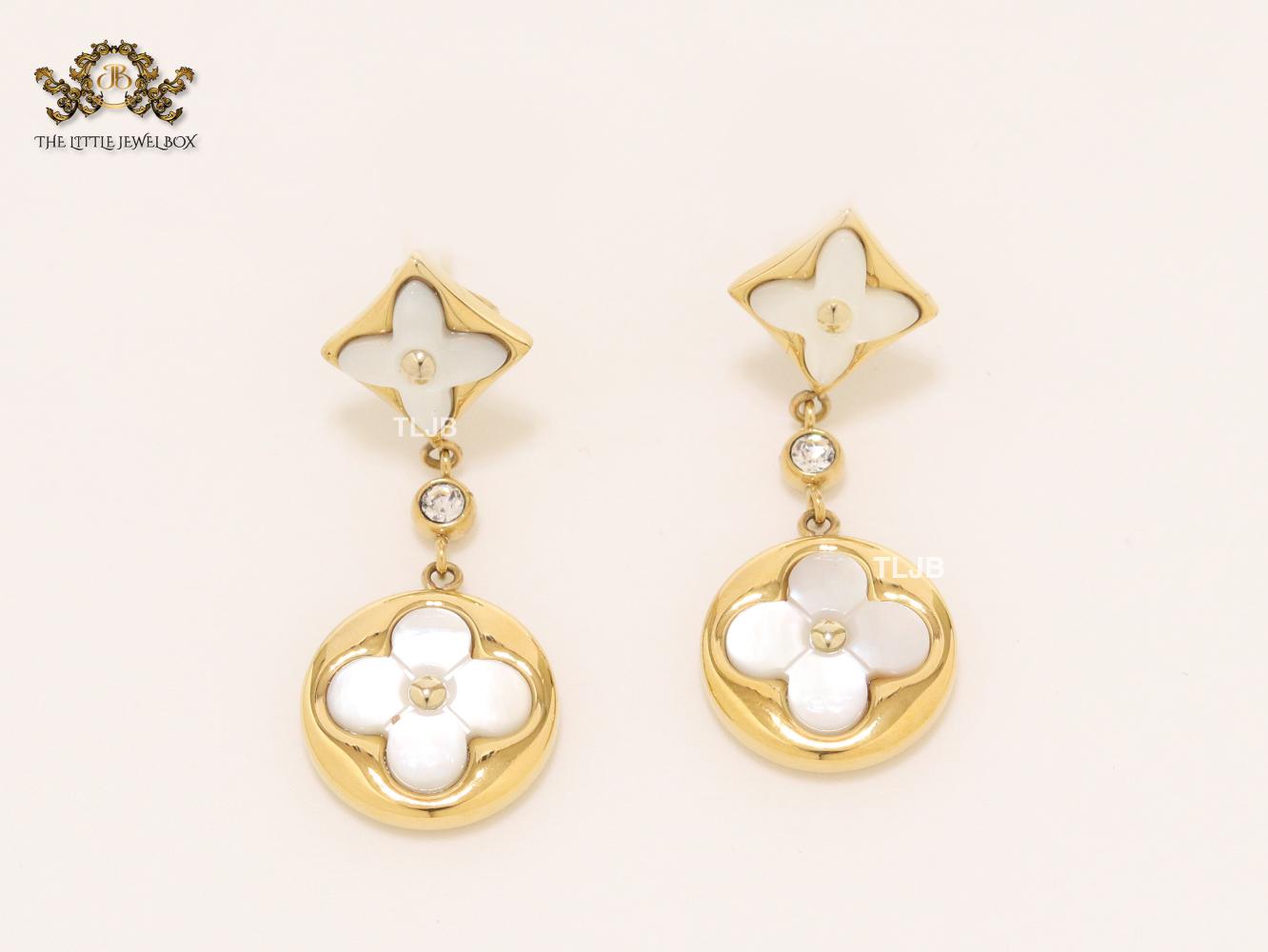 MOP white and gold earrings