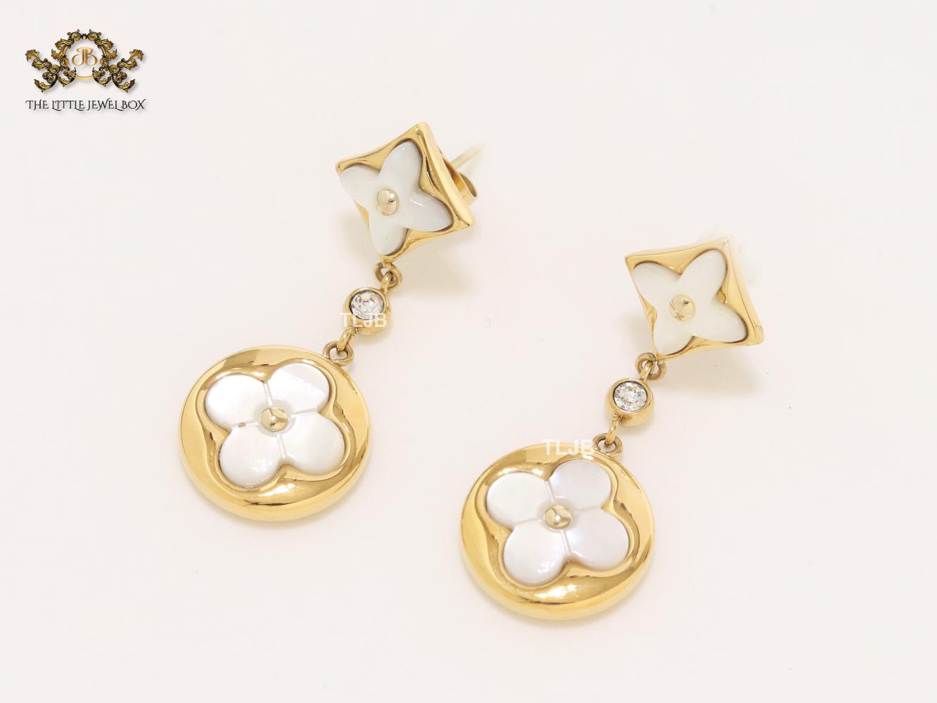 MOP white and gold earrings