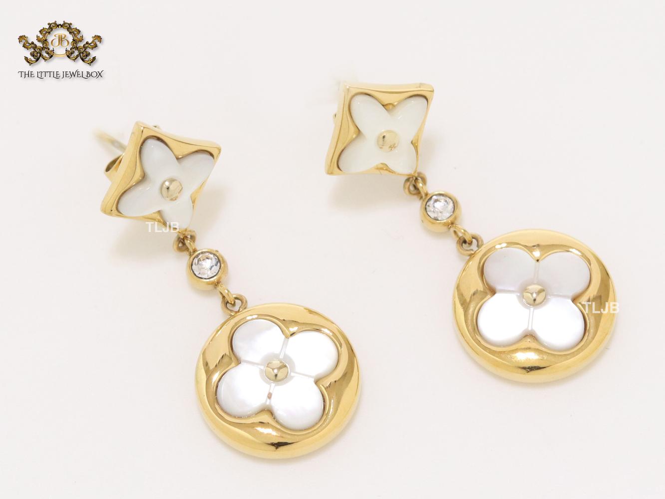 MOP white and gold earrings