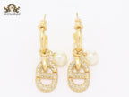 Alphabet CD earrings with cz and pearl charm