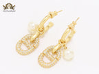 Alphabet CD earrings with cz and pearl charm