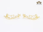 Alphabet L and V ear-cuffs in gold