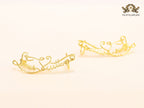 Alphabet L and V ear-cuffs in gold