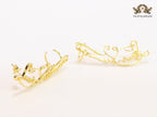 Alphabet L and V ear-cuffs in gold