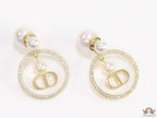 Pearl bomber studs with golden cz alphabet ring drop