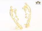 Alphabet L and V ear-cuffs in gold