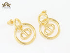 Alphabet CD round gold earrings