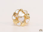 Premium adjustable gold plated ring with MOP hearts