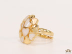 Premium adjustable gold plated ring with MOP hearts