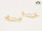 Alphabet L and V ear-cuffs in gold