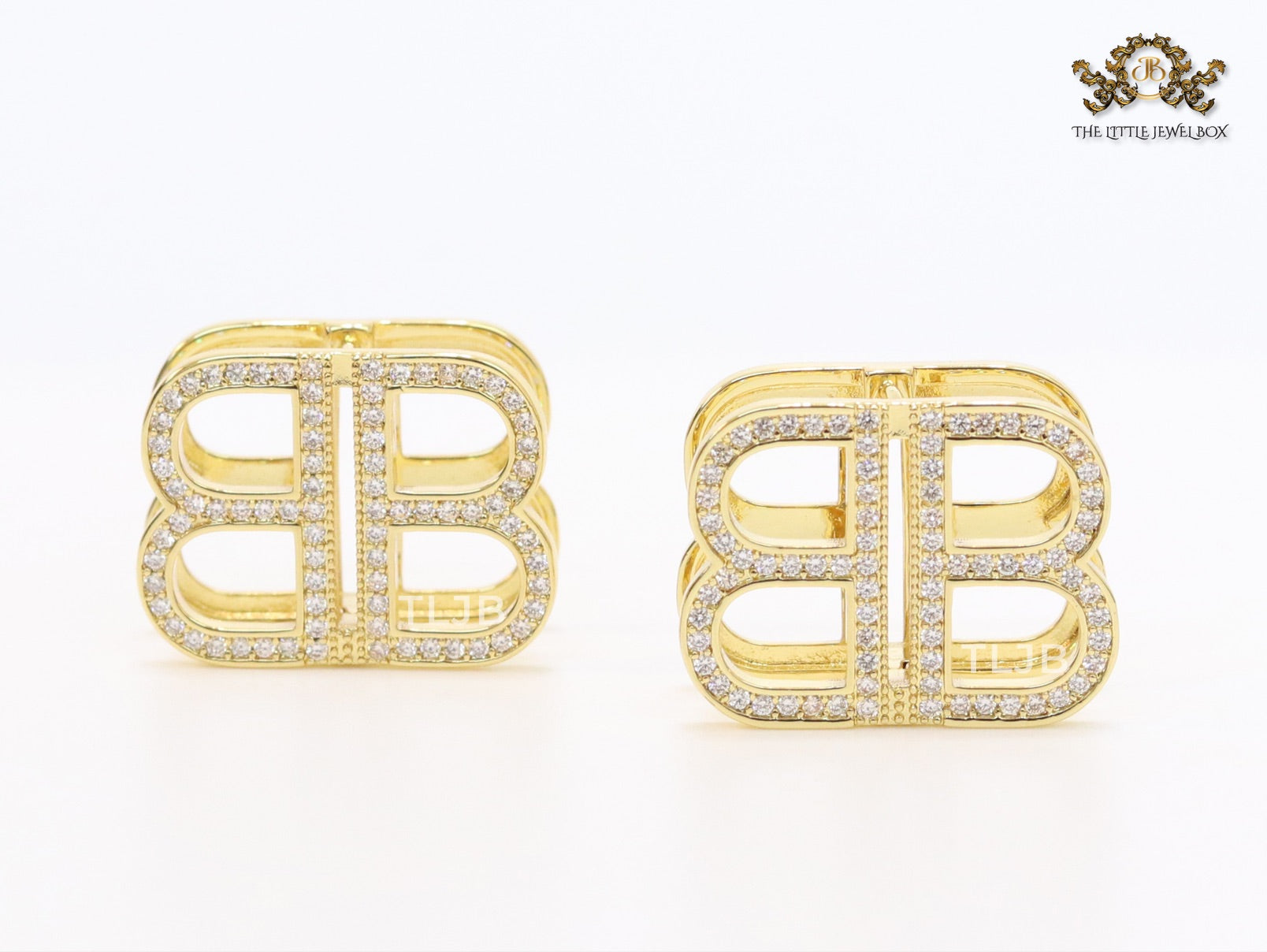 Double B CZ gold studs