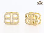 Double B CZ gold studs