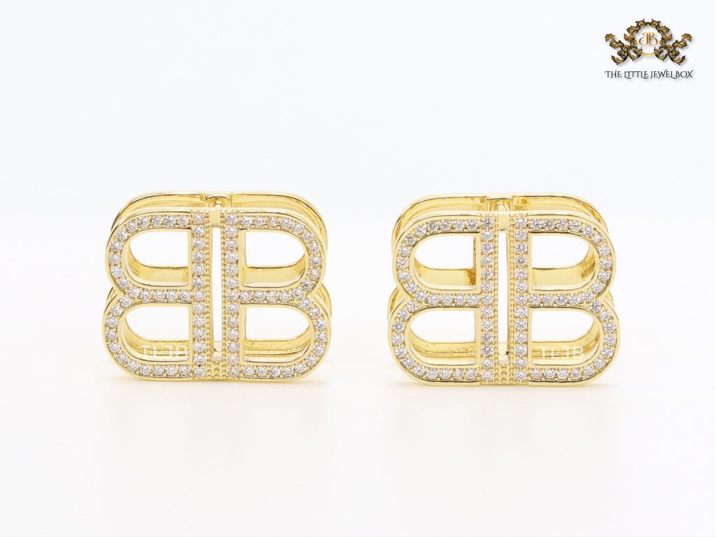 Double B CZ gold studs