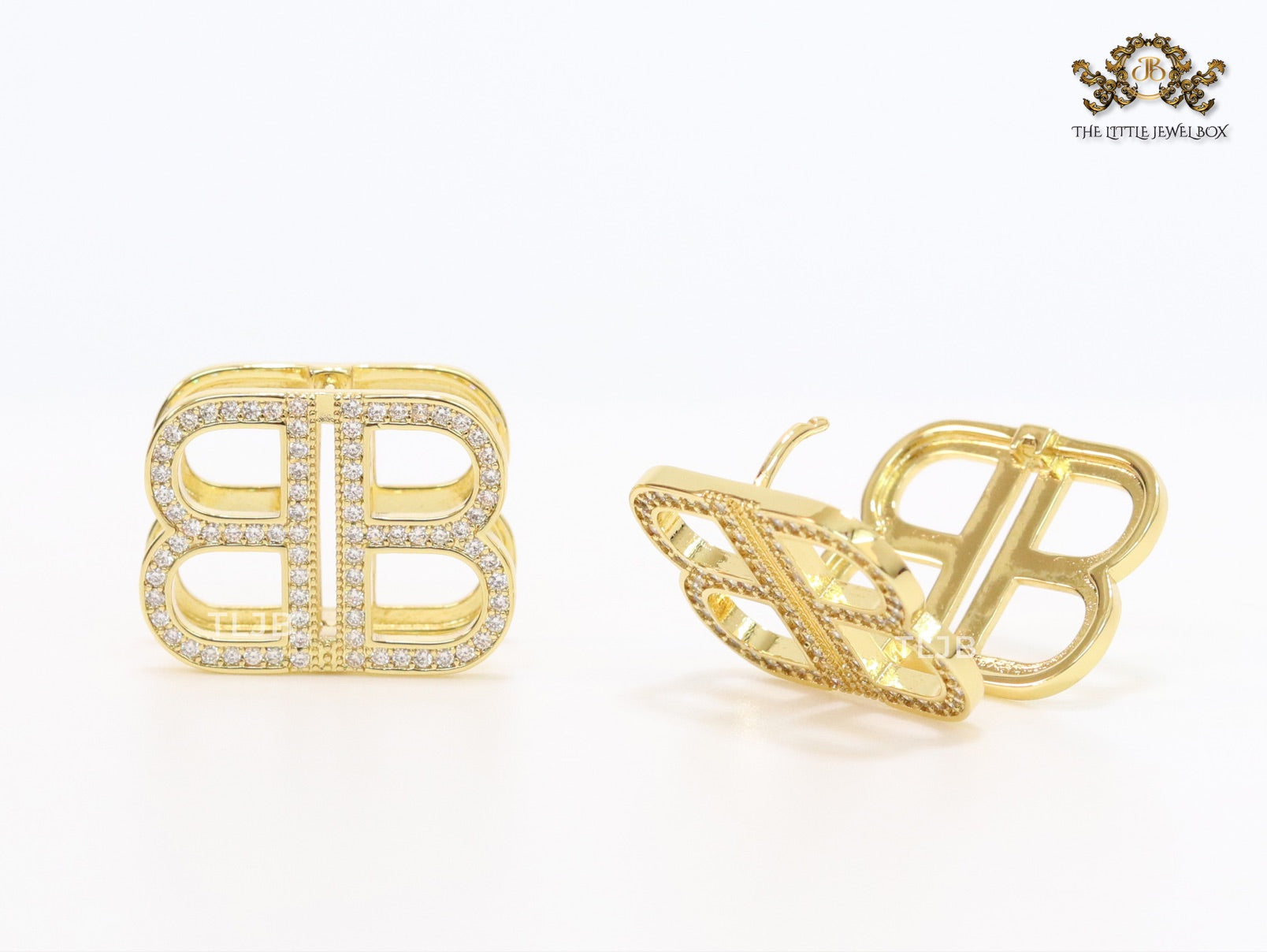 Double B CZ gold studs