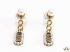Pearl bomber studs with key chain style pearl alphabet drops