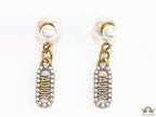 Pearl bomber studs with key chain style pearl alphabet drops