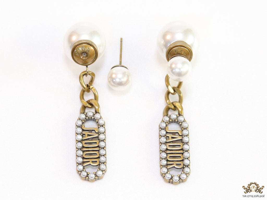 Pearl bomber studs with key chain style pearl alphabet drops