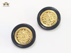 Double C gold and black enamel studs