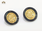 Double C gold and black enamel studs