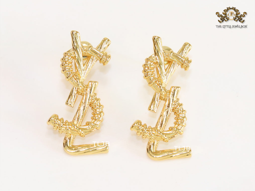 Alphabet Y gold earrings