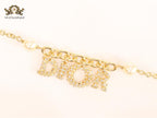 Alphabet D gold and cz bracelet