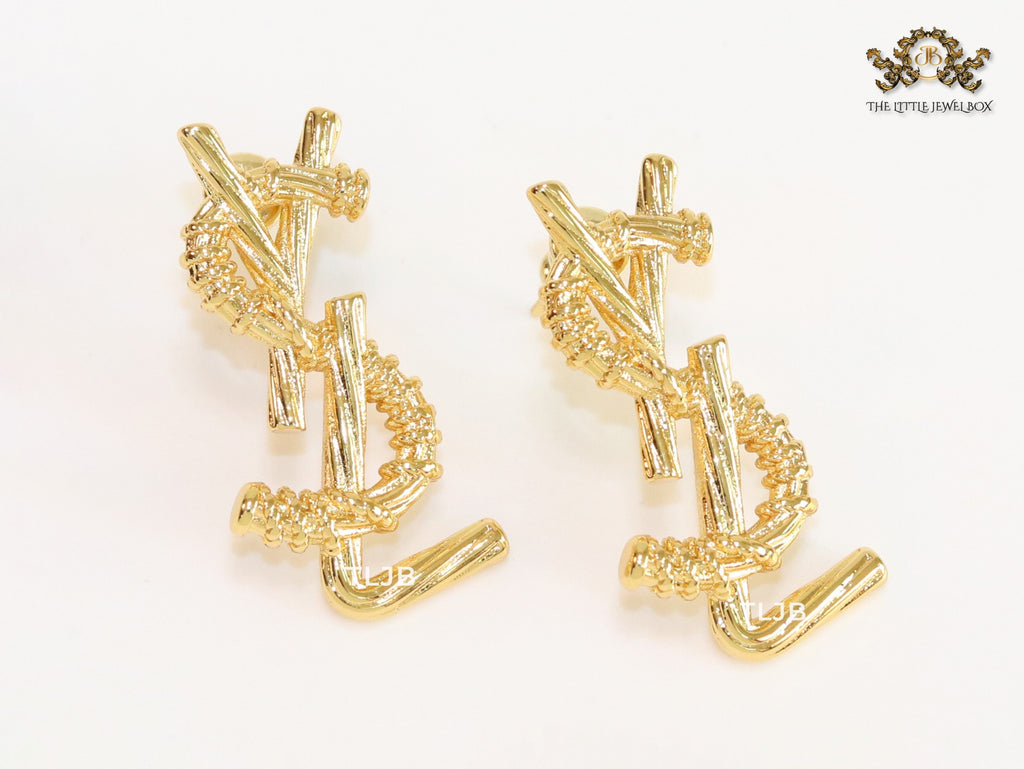 Alphabet Y gold earrings