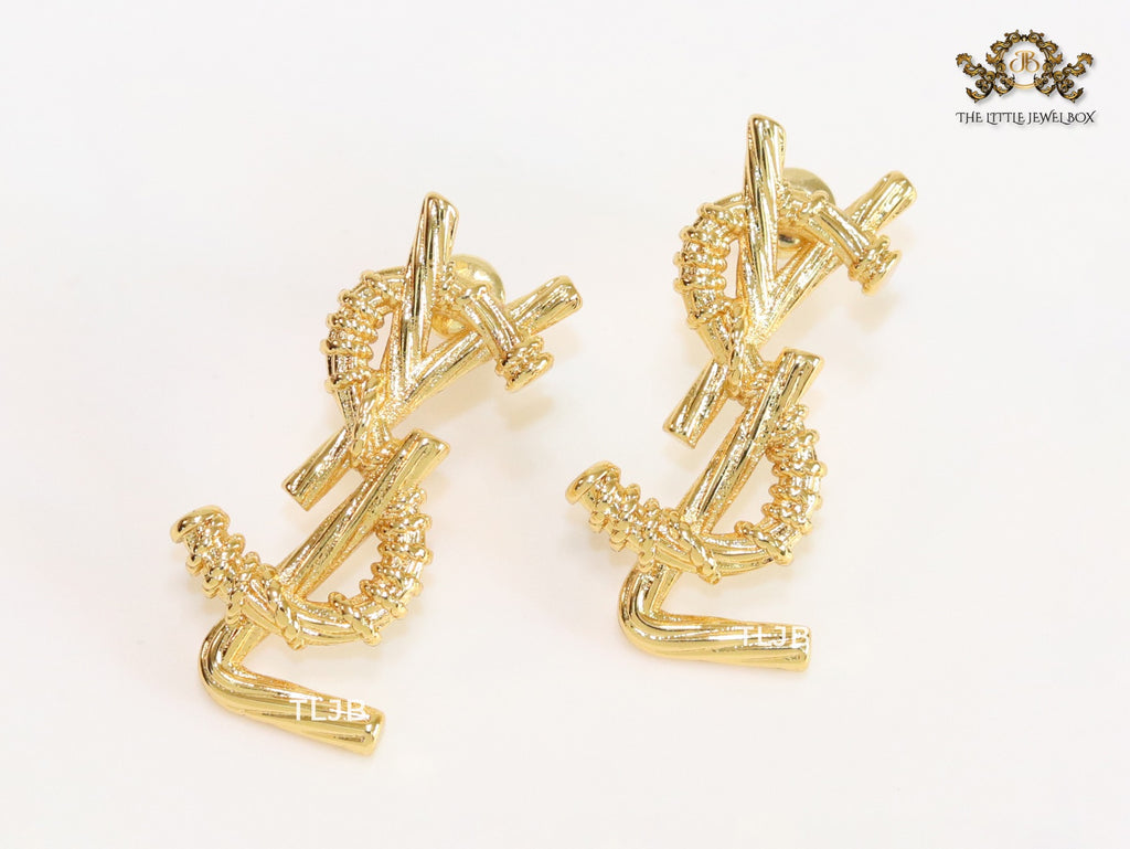 Alphabet Y gold earrings