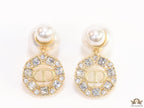 Pearl bomber studs with round cz alphabet drops