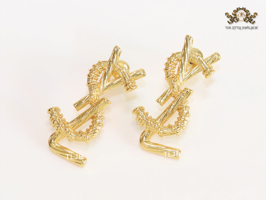 Alphabet Y gold earrings
