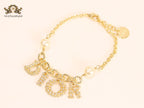 Alphabet D gold and cz bracelet