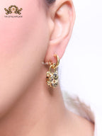 Gold & black tiger face danglers