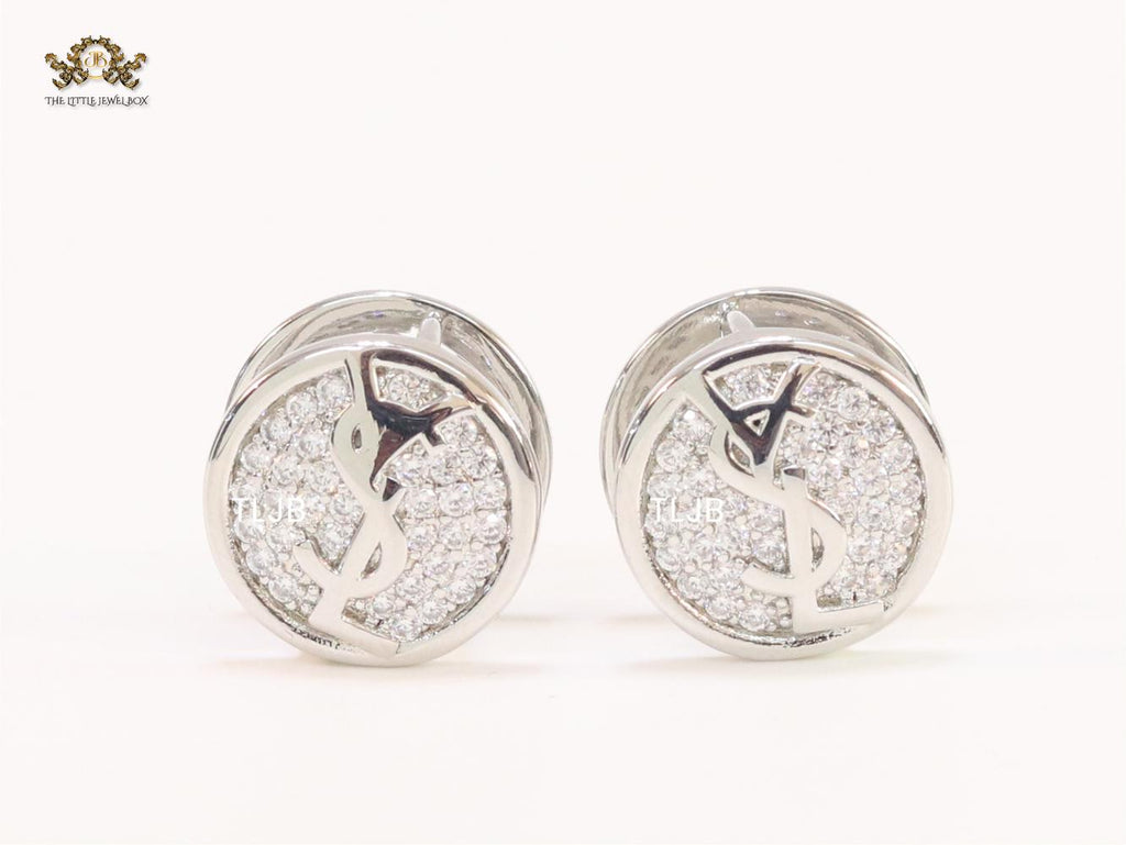 Alphabet Y & L small platinum plated CZ studs