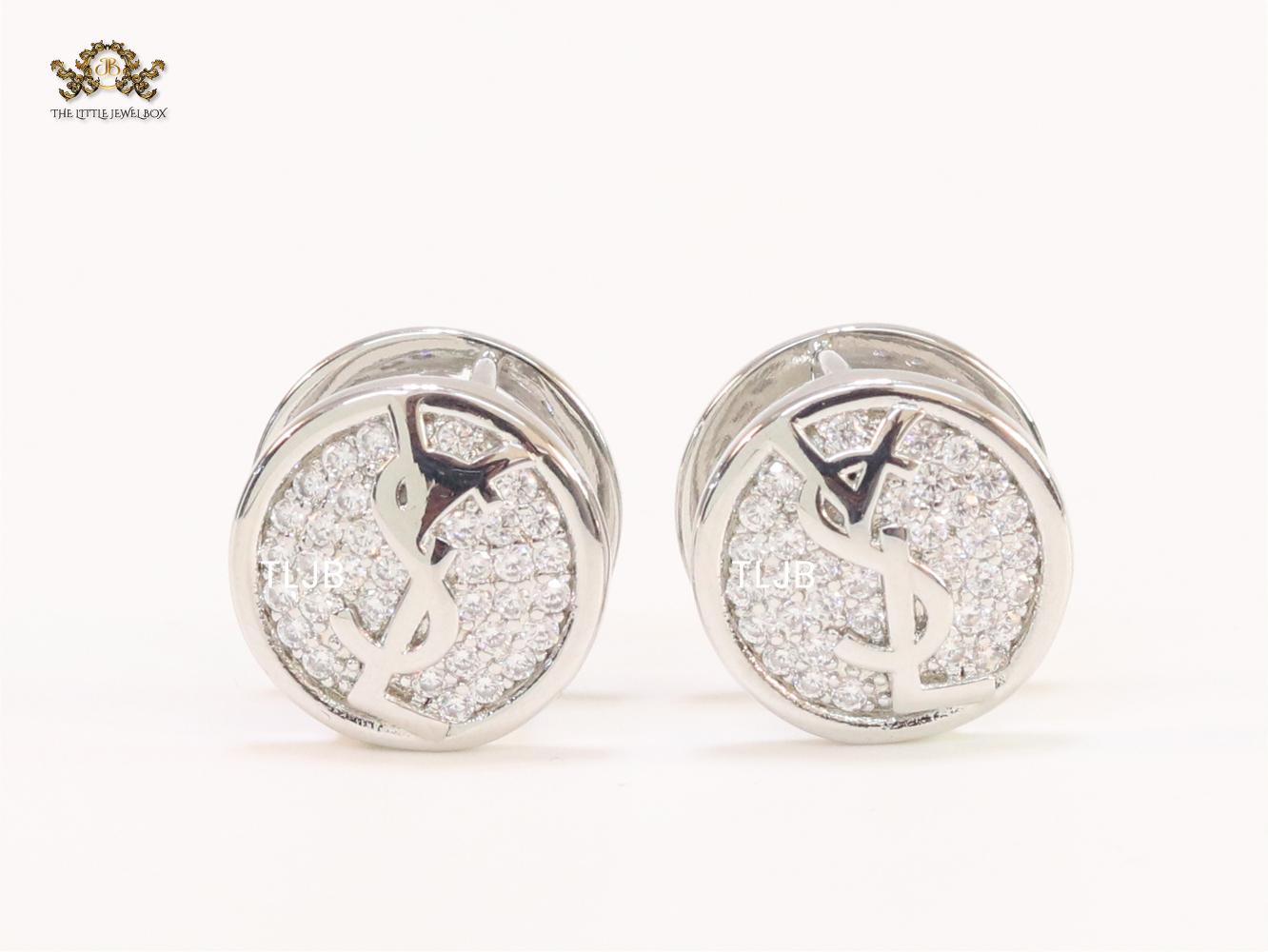 Alphabet Y & L small platinum plated CZ studs